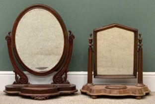 VICTORIAN MAHOGANY DRESSING TABLE SWING MIRRORS (2), the oval 77cms H, 60cms W, 27cms D, the