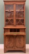 REPRODUCTION MAHOGANY SECRETAIRE BOOKCASE, a quality example with tooled leather effect interior
