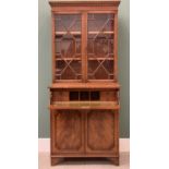 REPRODUCTION MAHOGANY SECRETAIRE BOOKCASE, a quality example with tooled leather effect interior