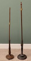 TWO ANTIQUE POLESCREEN BASES, 149cms H the tallest