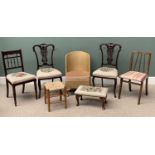 VINTAGE CHAIR & STOOL ASSORTMENT to include a pair of carved back parlour chairs, loom type chair,