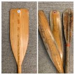 VINTAGE BOATING OARS & PADDLES (4), one labelled "Plastimo", oars 272cms L and the paddles 125cms L