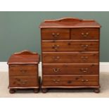 MODERN PINE CHEST OF DRAWERS & BEDSIDE CABINET, the chest having two short over four long drawers,