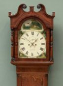 OAK & MAHOGANY LONGCASE CLOCK with eight day movement, arched top painted dial, by G Slater,