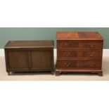 REPRODUCTION MAHOGANY THREE DRAWER CHEST on bracket feet, with brass swan neck handles, 65cms H,