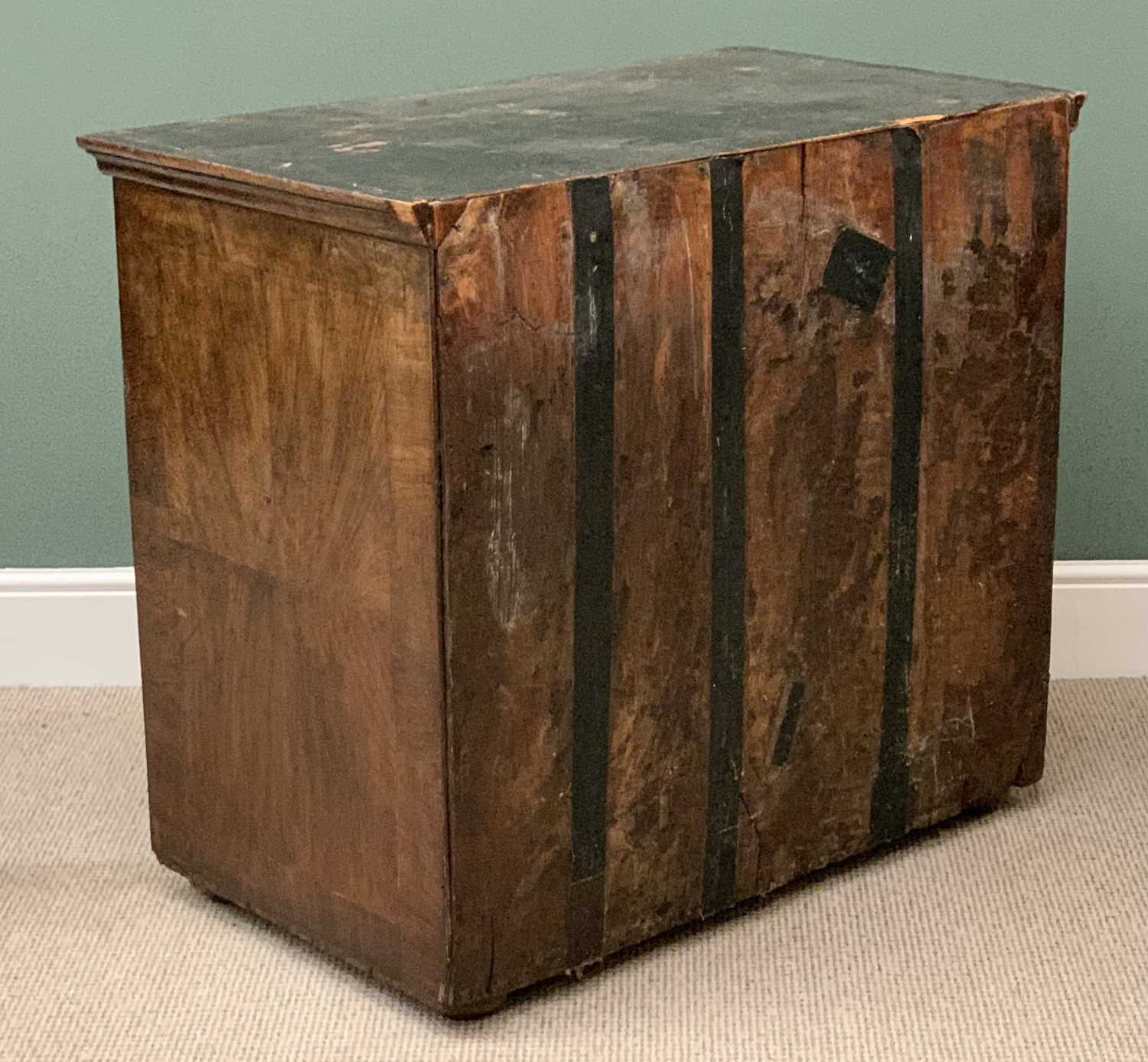 ANTIQUE FIGURED MAHOGANY CHEST of two short over three long drawers, with brass drop handles and - Image 2 of 3