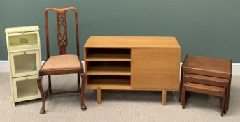 FURNITURE ASSORTMENT to include mid Century type teak nest of three coffee tables, modern tambour