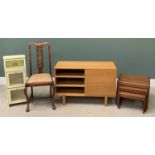 FURNITURE ASSORTMENT to include mid Century type teak nest of three coffee tables, modern tambour