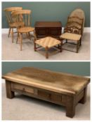 SUBSTANTIAL REPRODUCTION OAK COFFEE TABLE with two side drawers, 47cms H, 140cms W, 72cms D together