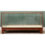 VINTAGE STORE COUNTER with glazed top, front and ends, 92cms H, 179cms W, 59cms D