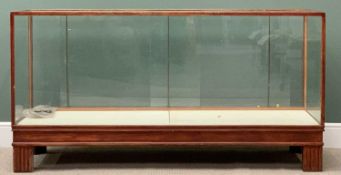 VINTAGE STORE COUNTER with glazed top, front and ends, 92cms H, 179cms W, 59cms D