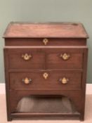 18th CENTURY MAHOGANY CAMPAIGN DICKENS TYPE DESK with slope top and two short and one long drawer,