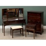 STAG MINSTREL BEDROOM FURNITURE - multi drawer chest, 112cms H, 83cms W, 47cms D, triple mirror