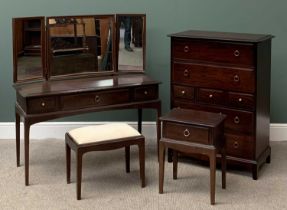 STAG MINSTREL BEDROOM FURNITURE - multi drawer chest, 112cms H, 83cms W, 47cms D, triple mirror