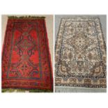 EASTERN RUG - animal pattern, 'Chapmans Kaimuri', 200 x 120cms and EASTERN WOOLLEN RUG - red