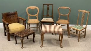 VINTAGE FURNITURE ASSORTMENT to include various chairs, a vintage vinyl/leather backed child's