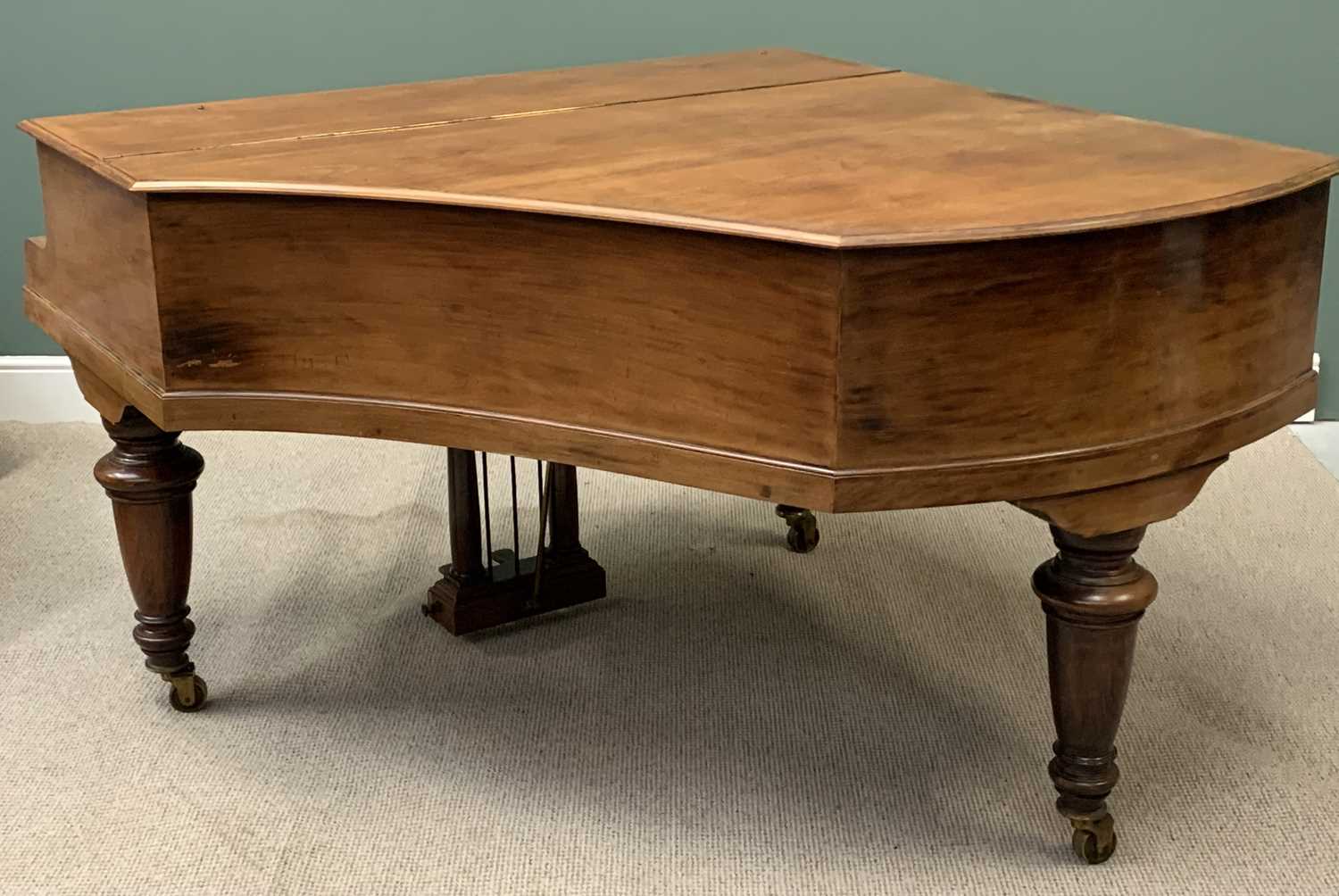MAHOGANY BOUDOIR GRAND PIANO by John Broadwood & Sons of London, on turned supports, 101cms H, - Image 3 of 5