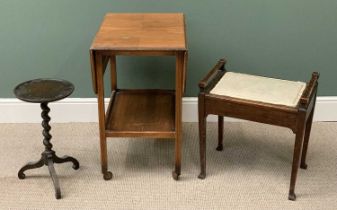 FURNITURE ASSORTMENT (3) - a piano stool, a tea trolley and a wine table