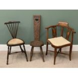 ANTIQUE CHAIR ASSORTMENT (3) - to include a Victorian inlaid corner chair, Arts & Crafts style