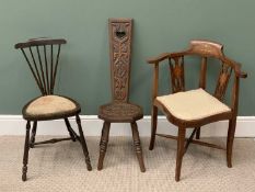 ANTIQUE CHAIR ASSORTMENT (3) - to include a Victorian inlaid corner chair, Arts & Crafts style