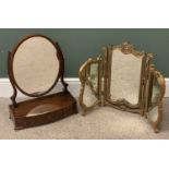 MIRRORS (2) - a gilt triple dressing table mirror and an antique mahogany example with three