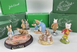 FOUR BOXED BESWICK BEATRIX POTTER FIGURES, including 'Mrs Rabbit and Peter', 'Flopsy, Mopsy and