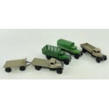 DINKY TOYS: Liverpool flatbed truck and trailer, Liverpool tipper truck, Liverpool cargo truck and