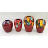 POOLE POTTERY comprising 'Harlequin' concave vase (21cms high), 'Harlequin' concave vase (17cms