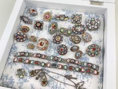 COLLECTION VENETIAN MICRO MOSAIC JEWELLERY, including two bracelets, necklace, pendant, two pairs