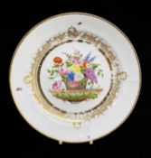 SWANSEA PORCELAIN BURDETT COUTTS SERVICE PLATE c.1815, of circular form, painted by the Sims