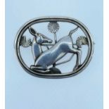 GEORG JENSEN SILVER BROOCH, modelled as kneeling fawn or deer, No 256, designed by Arno