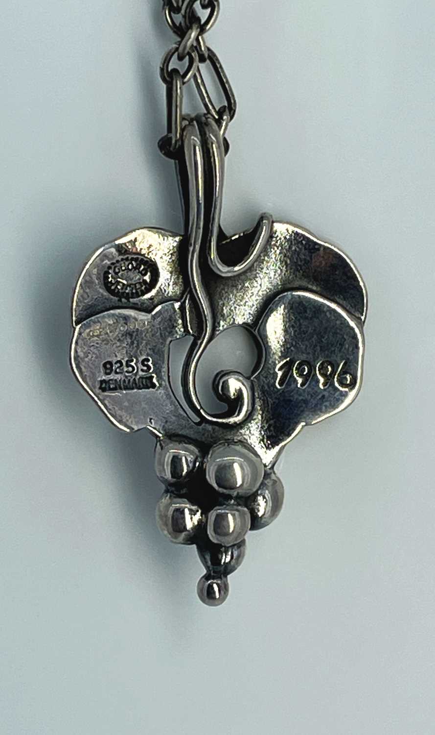 GEORG JENSEN SILVER GRAPES PENDANT, on chain signed and stamped '925S Denmark' & '1996', maker's box - Image 3 of 4