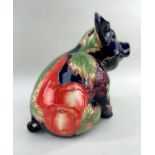 COUNTRY ARTISTS 'INSPIRATION' CHINA SEATED PIG, tube-line decorated with autumn fruit, 26cm high