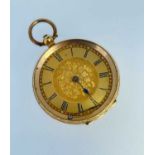 18K GOLD OPEN FACE POCKET WATCH, Roman numeral chapter ring, 45.3gms Provenance: private