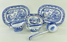 BLUE & WHITE TRANSFERWARE POTTERY INCLUDING SWANSEA ,19th Century, pair of Dillwyn Swansea 'Improved