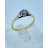 YELLOW GOLD DIAMOND SOLITAIRE RING, the single stone measuring 0.2cts approx., ring size R, 2.4gms