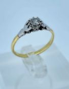 YELLOW GOLD DIAMOND SOLITAIRE RING, the single stone measuring 0.2cts approx., ring size R, 2.4gms