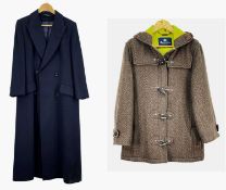 TWO LADIES WINTER COATS, comprising Daks navy 100% cashmere full length coat size 12; and Aquascutum