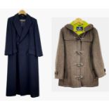 TWO LADIES WINTER COATS, comprising Daks navy 100% cashmere full length coat size 12; and Aquascutum