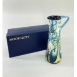 BOXED MOORCROFT POTTERY TAPERED JUG designed by Emma Bossons, 2001, of tapered form, having a high