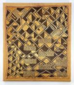 KUBA PRESTIGE SQUARE, D.R.Congo, cut and sewn raffia in typical geometric design, 53 x 57cm,