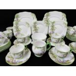 ROYAL ALBERT BONE CHINA 'GREENWOOD TREE' TEA SERVICE FOR TWELVE, comprising twelve cups, twelve