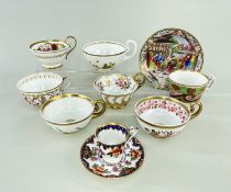 NANTGARW / SWANSEA GROUP OF WELSH PORCELAIN CUPS / SAUCERS (A/F) Comments: most items damaged,