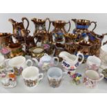 ASSORTED ROYAL COMMEMORATIVE CHINA & COPPER LUSTRE POTTERY, including Coalport Charles & Diana