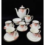 ROYAL DOULTON BONE CHINA 'TANGO' PART COFFEE SET comprising coffee pot, cream jug, sucrier, five