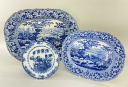 TWO MATCHING SWANSEA POTTERY PLATTERS & NON-MATCHING SWANSEA PLATE the platters in the 'Ladies of