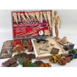 GROUP OF FOLK ART ITEMS comprising Bolivian display of traditional musical instruments, small models