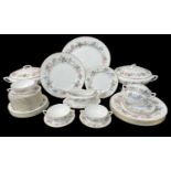 ROYAL WORCESTER 'JUNE GARLAND' CHINA DINNER SERVICE, complete for six place settings, including
