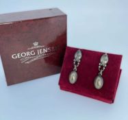 PAIR OF GEORG JENSEN SILVER DROP EARRINGS, No 17, 6.8gms, in vintage Georg Jensen box Provenance: