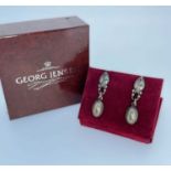 PAIR OF GEORG JENSEN SILVER DROP EARRINGS, No 17, 6.8gms, in vintage Georg Jensen box Provenance: